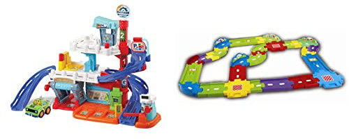 VTech Toot-Toot Drivers Fix & Fuel Garage & 148103 Toot-Toot Drivers Deluxe Car Track Set Baby Toy, with 30 Track Pieces, Suitable for 1, 2, 3+ Year Olds, English Version