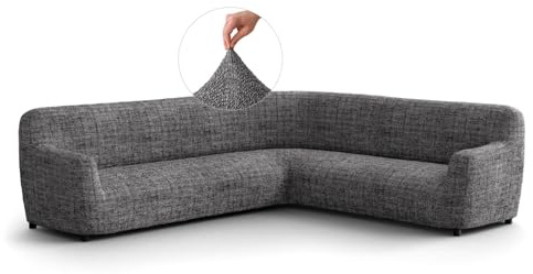 PAULATO - Sofabezug Ecksofa-Husse aus der Kollektion Vittoria Mikrofaser, kratzfestes und maschinenwaschbares Gewebe, Made in Italy, Vittoria Grau