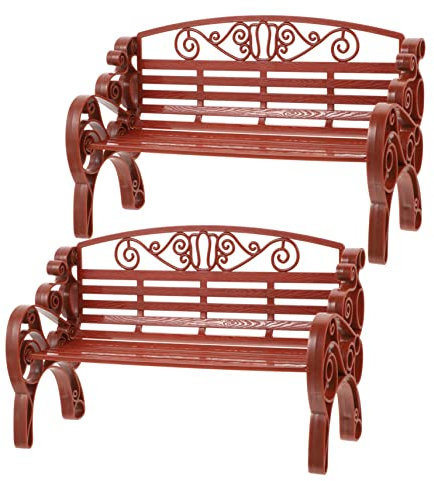 FUNOMOCYA 2st Minibank Sand Miniaturartikel Stühle Parkbank Miniatur-Dinge Winzige Stadt Miniatur-stuhlmodell Miniatur-holzstuhl Puppenstuhl Tischdeko Puppenhaus Abs Gartenstuhl Kind