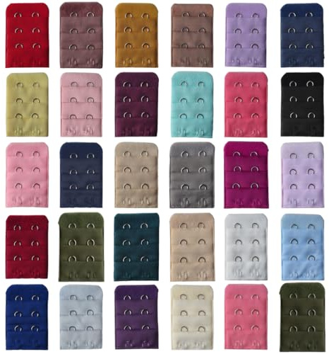 GNHG 30-teiliges BH-Verlängerungsset, BH-Verlängerung 2 Haken, elastischer BH-Verschluss, Damen-BH-Verlängerung, 30 Farben