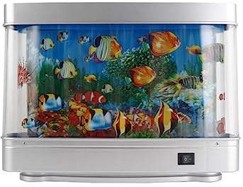 JUNELIONY Luz Nocturna Peces Ornamentales Luz Dinámica Virtual Paisaje Tropical Artificial Decoración De La Sala Enchufe Europeo