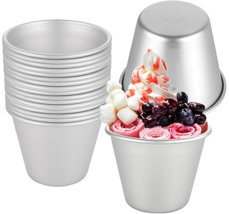 YAYODS 20 Pack Pudding Moulds, Mini Non-Stick Pudding Basin, Aluminum Dariole Moulds, Egg Tart Mold Cups, Muffin Cake Tins, Individual Baking Cups for Desserts DIY Cooking, 140ML