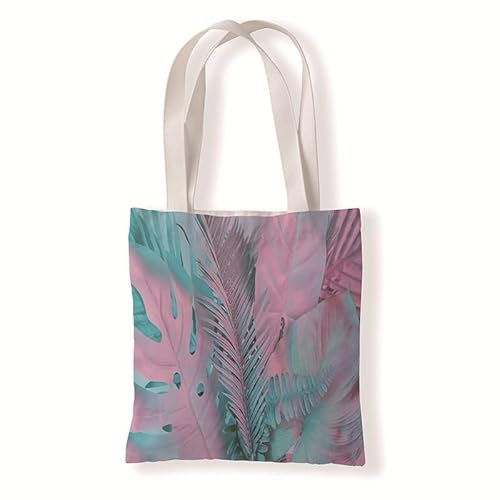 Tote Bag Hojas De Palma Tropicales Bolsa de Tela Algodón y Cáñamo Bolsas de Tela para Pintar Gran Capacidad Bolsa Tela Plegable Bolso Tela Duradero Totebag Reutilizable Bolsos de Tela 30x40cm/1 Pcs