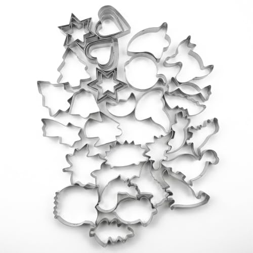 Relaxdays Ausstechformen 36er Set, ganzjährig, Keksausstecher, Verschiedene Formen, Plätzchenformen, Edelstahl, Silber | verschiedene Formen, Plätzchenformen, Edelstahl