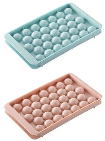 Bandeja de Cubitos de Hielo,2 PCS Cubiteras para Hielo con Tapa Moldes Redondo para Cubitos de Hielo Cubitera Hielo para Congelarse Whisky Cócteles