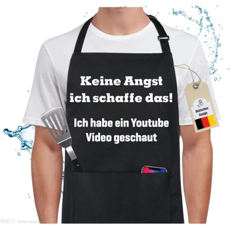 Lustige Kochschürze Damen & Männer – Grillschürze Lustig Geschenkidee mit Spruch aus dicker Baumwolle – Hochwertige Grillschürze Mann für Männer & Frauen – Ideales Küchenschürze Lustig, Schürze