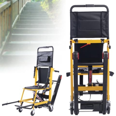 HZWJD Treppensteiger,Treppensteiger Rollstuhl,Elektrischer Treppenliftstuhl,Mobile Tragbare Treppen,Sackkarre Treppensteiger Elektrisch,Rollstuhl Faltbar Leicht yellow