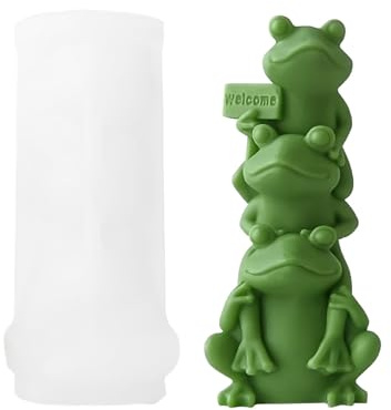 Xidmold 3D Frosch Kerzenform Seifenform Frosch Silikonform für Epoxidharz, Sojawachs Kerzen, Seife, Gips, Beton, Handwerk (C)