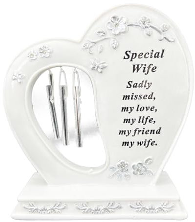 Angraves Special Wife Graveside Memorial Wind Chime Heart Grave Plaque Ornament Decoration