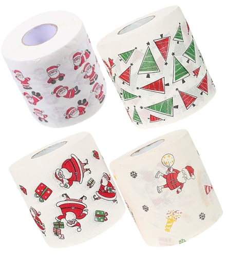 HAPINARY 4rollen Weihnachts-toilettenpapier Mit Festlichen Motiven Bedrucktes Mehrlagiges Tissue Paper Vielseitig Als Wc-papier Und Servietten Für Festliche Dekoration Von Bad Und Tisch