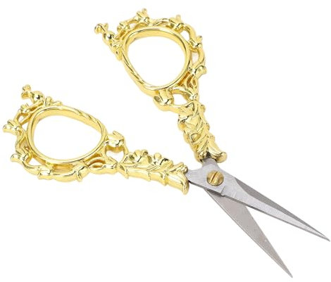 HEEPDD Stickschere, Tragbare Bastelschere, Klein, Prägnant, Retro-europäischer Stil, Zum Nähen, Papierschneiden, Kreuzstich, Handarbeiten (Gold)