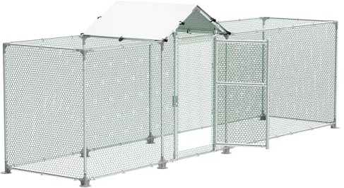 FIVMEN Recinzione per polli da 4 x 1 m, in metallo con protezione solare sul tetto, porta e chiavistello, stabile, per polli, anatra e piccoli animali