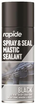 MIXEL Black Spray And Seal Mastic Sealant Spray Paint, Non Cracking, Quick Drying, Easy To Use, Ideal Use For Roof, Window, Pipes, Guttering, Wood, Metal, 300ml (1Pcs)