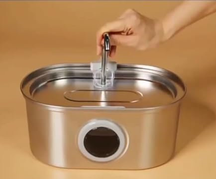 BUOAZR Fuente para Gatos, 3,2L Bebedero Gatos Acero Inoxidable, Ultra Silenciosa, Dos Patrones de Flujo de Agua, Forma de Grifo, Fácil de Quitar y Lavar, con LED y 3 Filtro de Carbón Activado