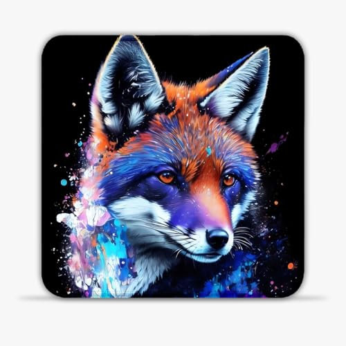 Tappetino per mouse da gioco Neon Fox Ritratto (30X30) CM 11.81 (in) Tappetino per mouse da gioco su Cloth Mouse Pad Bordi Cucito Tappetino per mouse Compatibile con mouse Laser e ottici