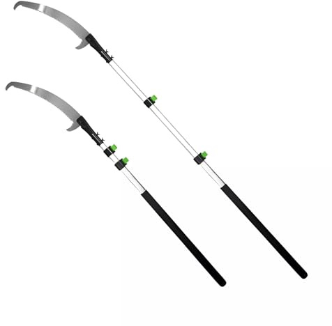 Telescopic Garden Pruning Saw, Razor Sharp Cutting SawAluminium Pole Extendable Long Reach Tree Loppers Large Saw Blade Tree Pruning, Trimming Non-Slip Handles | 2.5 Meter Extendable to 155-264cm