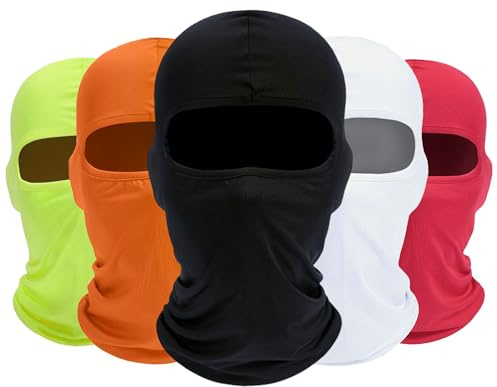 ROXUN Balaclava Ski Mask 5 Pack Cooling Summer UV Protection Motorbike | Moisture-wicking, UPF 50+, for motorbike/cycling/skiing, lightweight polyester