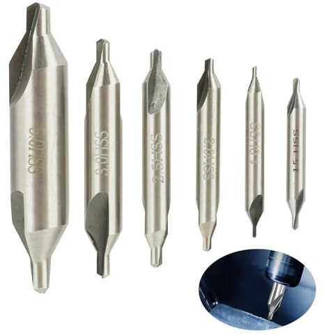 Jecdfs 6pcs Punta Da Trapano Centrale hss da 60 gradi, testa di fresatura laterale per centro di lavoro, Punte per Svasatore e Tornitura, Accessori per Tornio in Legno e Metallo, Dimensioni 1.0/1.5/2.