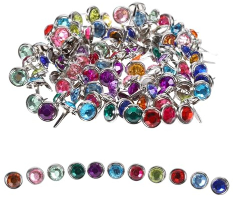 Yylaiire 100 Stück Mini Bunte Brads Musterbeutelklammern Rundkopfklammern Musterklammern Metall Rundkopfklammern Scrapbooking Brads Musterklammern Für Schule Büro (Farbige Diamanten)