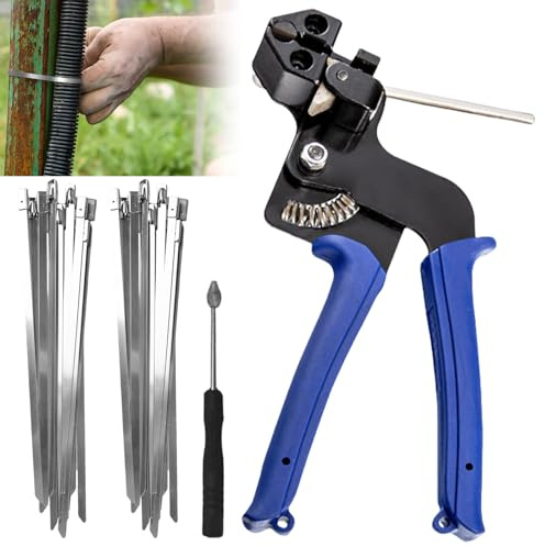 Pistola De Lazo De Metal, Contiene 100 Piezas 4,6x200 Mm, Kit De Abrazadera De Sujeción Inox, Abrazaderas Eléctricas De Acero Inoxidable Para Sujeción Cortar Sujetadores De Cable