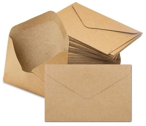 100 Stück Premium Kuverts in Kraftbraun mit Spitzer Klappe, Kraftpapier Umschlag Set, Briefumschläge Ohne Fenster aus Kraftpapier, für Hochzeitskarten, DIY Einladungen, Geburtstag
