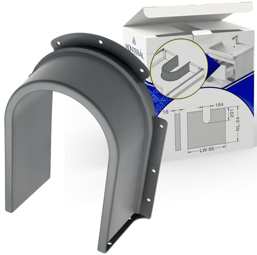 MONTERAL Siphonabdeckung für Schubladenboden mit 16 mm Stärke - Graue Siphonverkleidung U-Form - Garantie 10 Jahre