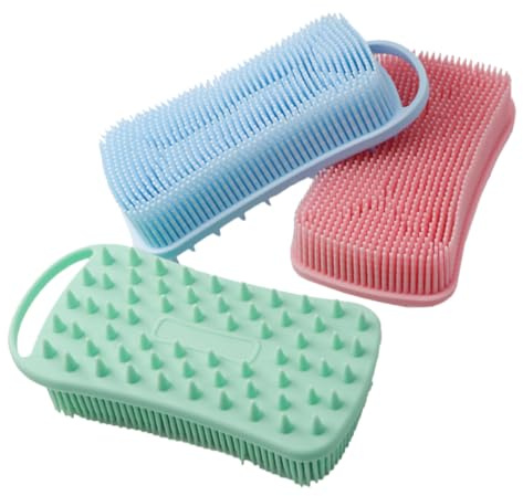 WEKADRIN 3 pièces Brosse Silicone Douce Exfoliante Massage Corporel Nettoyage Peau Sensible Compacte Voyage Usage Familial