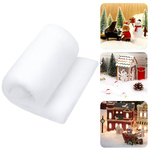 BOARDFEB 80 x 240 cm Schneedecke Deko Weihnachten, Kunstschnee Matte Deko Weihnachten Rolle für Schnee Watte Deko Schneewatte für Winterliche Weihnachtsdorf Hintergrund Dekorationen