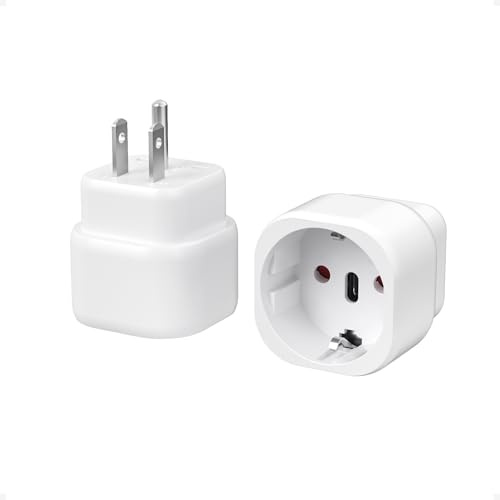 TESSAN 2er Pack USA Adapter Steckdose, Adapter USA Deutschland Stecker