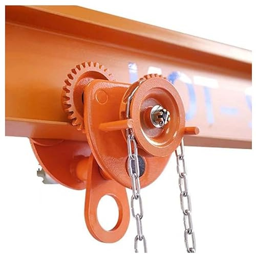 Heavy-Duty Manual Chain Trolley, Adjustable Flange, 2 Ton/3 Ton Capacity, Gantry Crane Trolley with 10ft Chain, Alloy Steel Hoist Trolley for Industrial Use