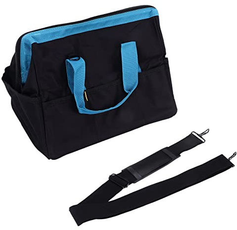 Bolso de herramienta de boca ancha de lona Bottbothrable para electricistas Carpinteros Fuerzones de plomería Craftsmen Black (16 pulgadas)