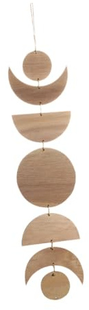 jojofuny Rustikale Holz Wanddekoration mit Sonne und Mond Charmante Hängende Holzornamente mit Seil Kreative Deko für Wohnzimmer und Schlafzimmer