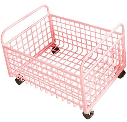 Gralara Carrello Portaoggetti Con Ruote, Cestini da Scaffale in Ferro, Cestino Portaoggetti per Giocattoli, Adatto per La Conservazione in Cucina, L'organizzazione Della Casa, 48 Cm X 25 Cm X 30