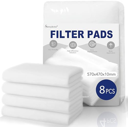 Filtermatta 8-pack 47 x 57 cm, filtermattor luftfiltermatta, 10 mm fiberfiltermatta, lämplig för husventilation, fläktar och luftkonditioneringsapparater