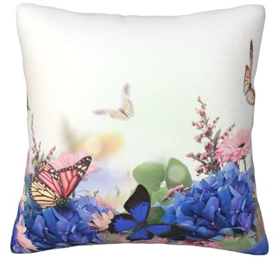 GSGCSBYMLG Hydrangeas Daisies Butterflies printed Velvet pillowcase decorative cushion cover