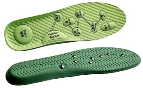Massage magnetisk terapi sport stötdämpning mjuk elastisk malört deodorant svettabsorberande andningsbara sulor (grön, 37-38)