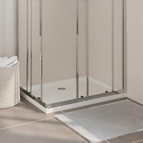 Piatto doccia in ABS, rettangolare, 70 x 90 cm, lucido piatto doccia con soglia bassa, piatto doccia rinforzato in fibra di vetro, antigraffio e resistente alle macchie per durevolezza, moderno