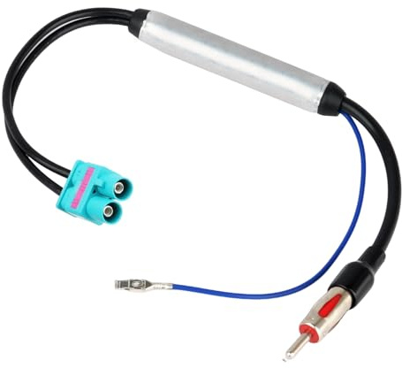 Dual Fakra Autoradio Antennenadapter mit Phantomspeiseadapter für FM AM | DAB 2 auf Doppel Fakra auf DIN Adapter 1 Antennenverstärker Autoradio Dakra Kompatibel mit VW Audi Skoda BMW Radio Empfänger
