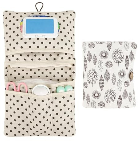 DINGFENG Windeltasche Organizer Wickeltasche klein 2in1 für Unterwegs | Baby Wickelorganizer mit Wickelunterlage Kosmetiktasche kombinierbar platzsparend