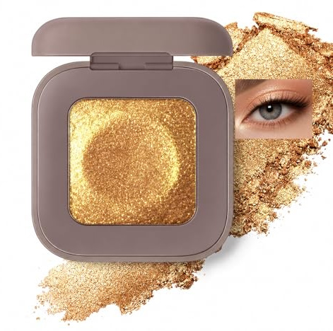 Sunrise - Palette di ombretti arancioni e oro scintillanti, texture cremosa con finitura iridescente con glitter perlati, trucco per occhi costruibile a lunga durata, compatto, con specchio, per look
