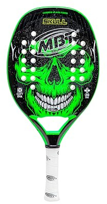 MBT SKULL, Racchetta Beach Tennis - Carbonio e Fibra di Vetro - Superficie ruvida - Eva Soft – Leggera e Bilanciata – Profilo 20 mm - Custodia inclusa