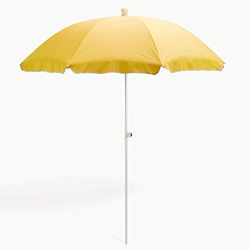 DEMA Strandschirm 180 cm Gelb UV30 Sonnenschirm Knickbar Gartenschirm | Strandschirm, Balkonschirm, Sonnenschutz, UV Protection, knickbar, höhenverstellbar, 8 Streben, leicht, stabil, Outdoor