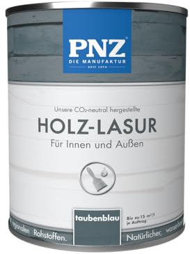 PNZ Holzlasur für Innen und Außen | lösemitttelfreie Farblasur | Nachhaltig hergestellt mit regionalen Rohstoffen | für alle Hölzer, auch Bienenhäuser, Gebinde:0.25L, Farbe:taubenblau