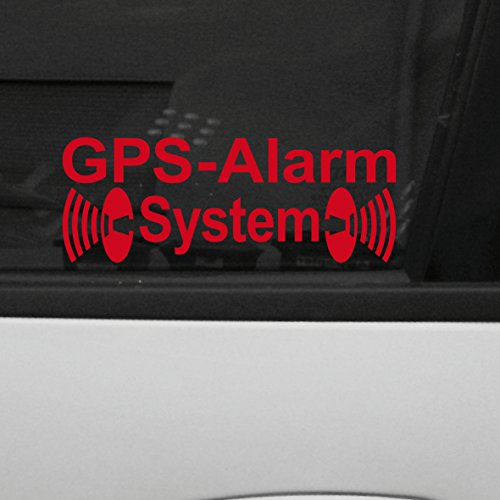 GreenIT Original GPS Alarm System Aufkleber die Cut Decal Auto Fahrzeug Tür Fenster Scheibe Tattoo Folie (2 STK. rot invers)