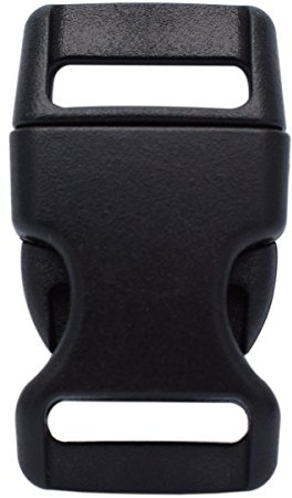Fibbie in plastica, 15 mm, rilascio laterale curvo, per bracciali Paracord, colore nero, Nero , confezione da 25