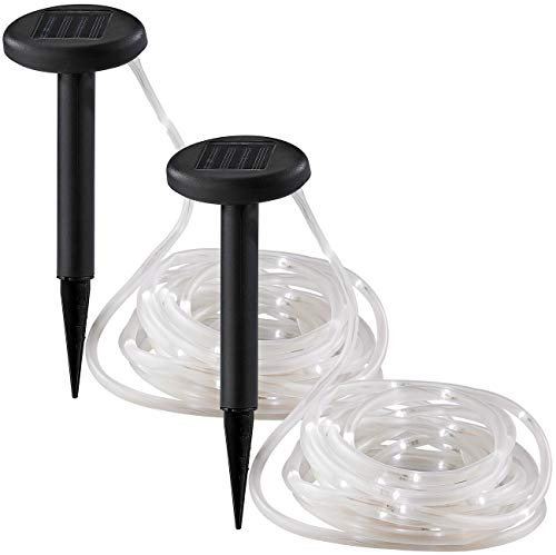 Lunartec Solar Schlauch: 2er-Set Solar-Lichtschläuche mit je 50 weißen LEDs, je 5 m (LED-Solarschlauch, Lichtschlauch aussen, Lichterschlauch Outdoor)