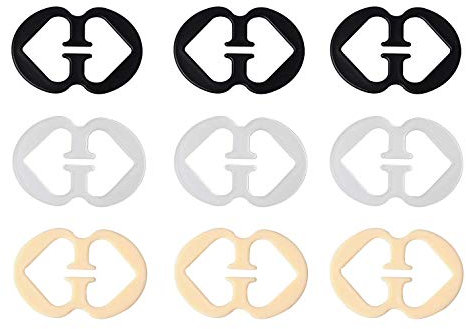 Guokoo 9 Pcs Bra Strap Clips Conceal Straps Holders for Cleavage Enhance Control Non-Slip Bra Clips for Racer Back Tank Tops (Black, Beige, Clear)