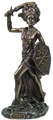 Veronese Design Santeria Orishas Obba Flussgöttin Kaltguss-Statue aus Kunstharz mit Bronze-Finish, 21,6 cm
