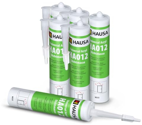 HAUSA Mastic Acrylique Universel HA012 - Joint d'Étanchéité pour Construction et Peinture - 6x 310 ml Blanc