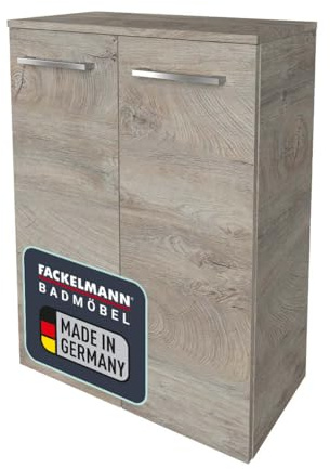 FACKELMANN Doppel-Midischrank B.Style/Badschrank mit gedämpften Scharnieren/Maße (B x H x T): ca. 60,2 x 82,6 x 32 cm/hochwertiger Schrank fürs Bad mit 2 Türen/Korpus & Front: Grau